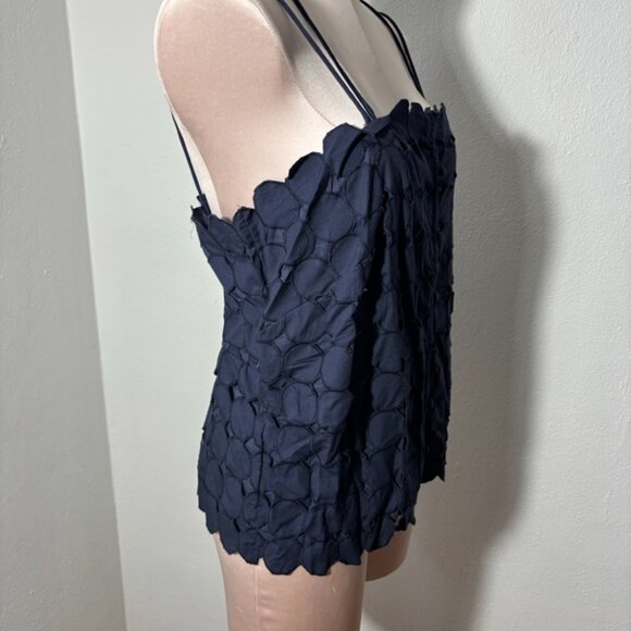 Maeve by Anthropologie Navy Large Polkadot Spaghetti Strap Cropped Top - Picture 7 of 11